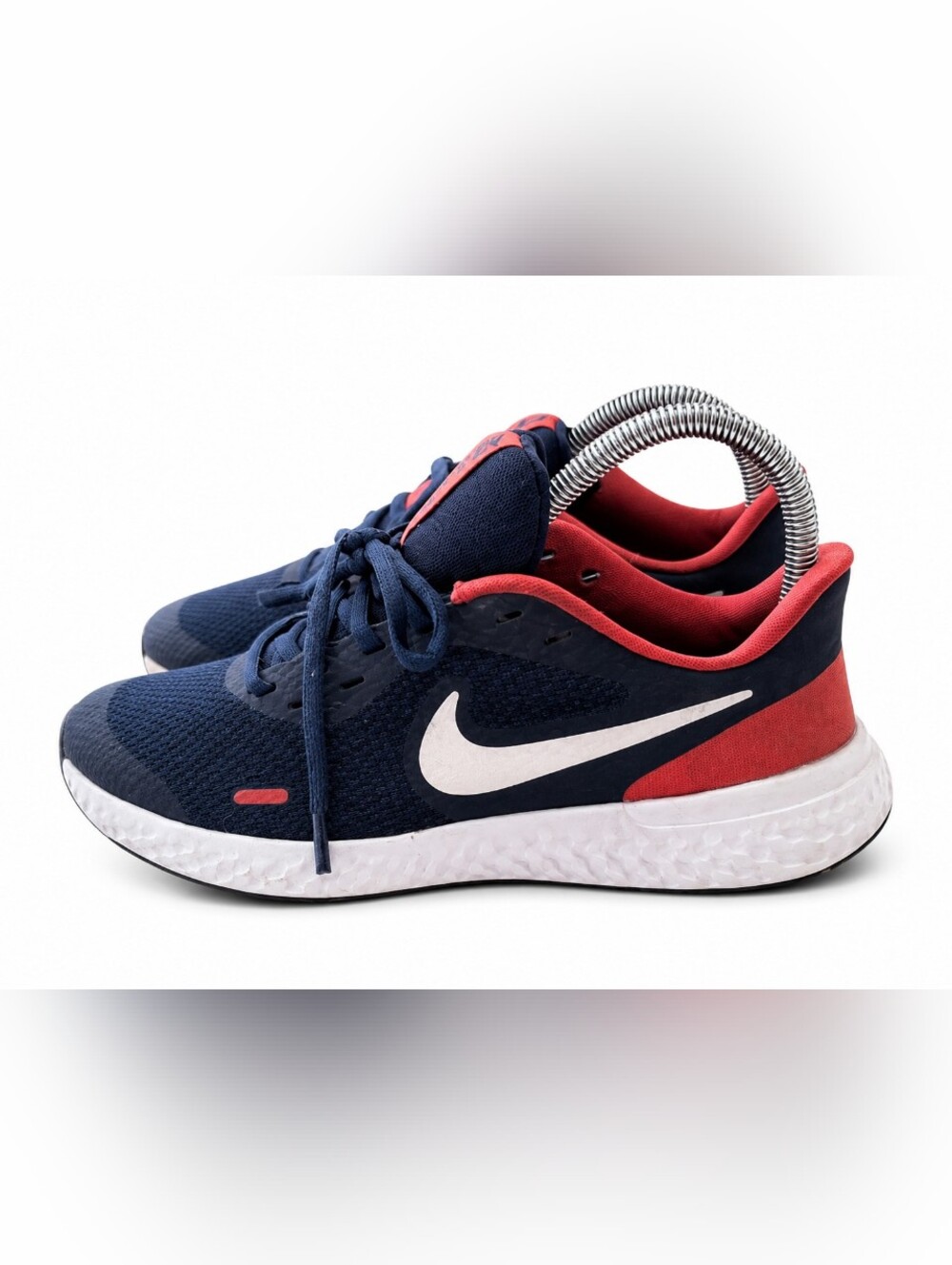 Nike Revolution Kids Running Shoes Youth Size 6Y Navy Red Athletic Sneakers